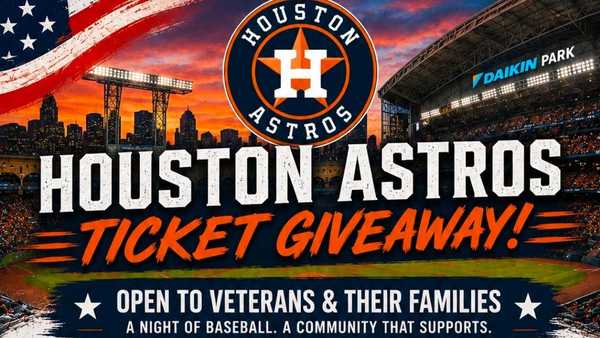 Veterans and their families are invited to enter for a chance to receive tickets to the Houston Astros game on Friday, July 3, at Daikin Park.